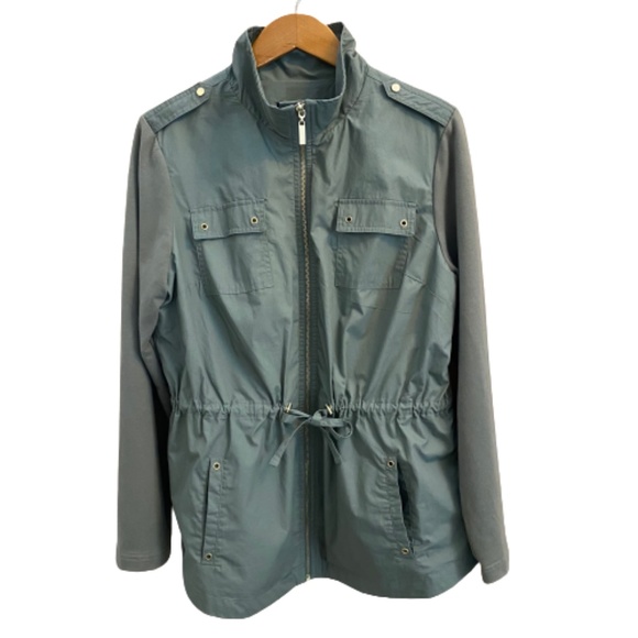 STYLE & CO SPORT Utility Jacket Pockets Grommets Green Large - Picture 1 of 7